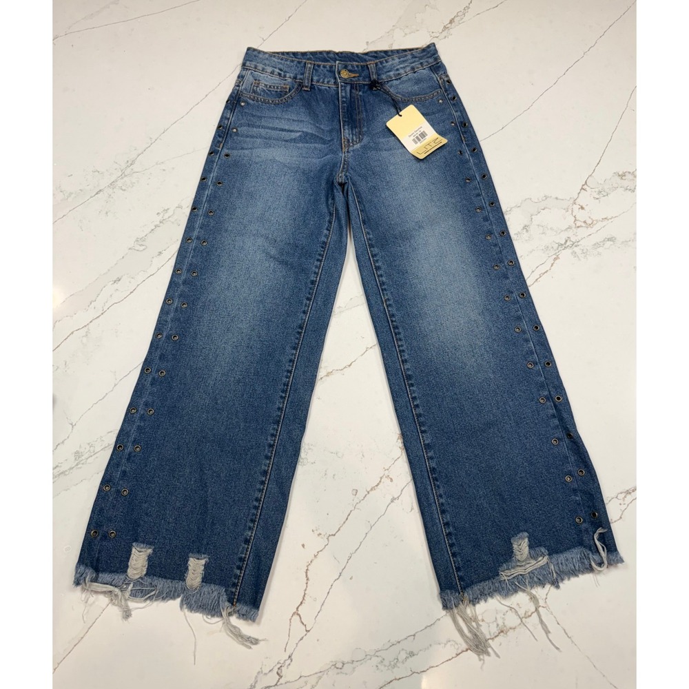 "Litz" Denim Wide Leg Crop Gauchos, New, Size 25